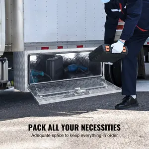 Underbody Truck Box, 36"×14"×16" Pickup Storage Box, Heavy Duty Aluminum Diamond Plate Tool Box with Lock and Keys, Waterproof Trailer Storage Box with T-Handle Latch for Truck, Van, Trailer