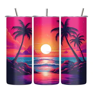 Tropical Sunset Palm Tree 20oz Stainless Steel Tumbler