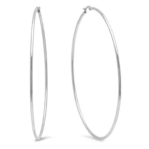 Silver 90mm Statement Hoop Earrings