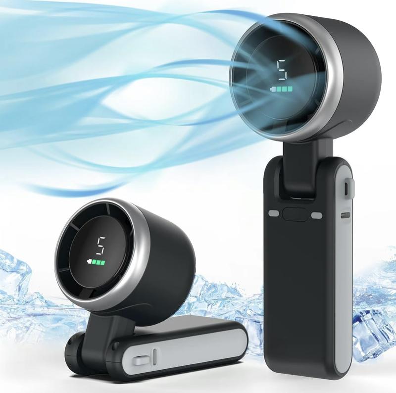 Portable Handheld Turbo Fan, 5 Gear Wind,4000mAh Battery Operated, Up to 10 Working Hours, 3 IN 1 Hand Fan Rechargeable with Air Turbo Tech Cooling Fan for Outdoor Activities, Travel, Working, Summer Selected Products