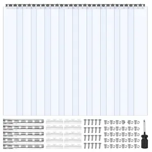 Clear PVC Strip Curtain, 84 In Height, 60 In Width, 0.08 In Thick, 10-Piece Set For Walk-In Freezer And Cooler Doors, Smooth Waterproof Plastic Door Strips For Warehouse, Freezer, Garage