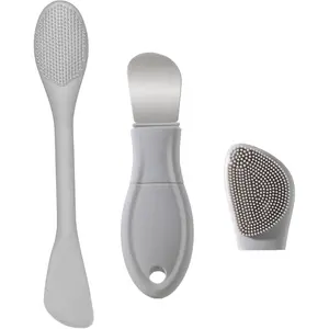 Blackhead Remover Tools, 2 in 1 Face Scrubber Black Head Remover for Face Nose, Silicone Face Mask Applicator Pore Cleaner Spatula Brush for Daily Skin Care, Deep Clean Master for Women Men (Gray)