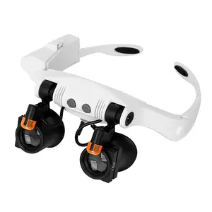 Headband Magnifier Eye Loupes Eyeglass Style Hands-Free Magnifying Multiple Magnifications with Warm and Cool LED Lights