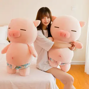 Cute Rogue Pig Plush Toy Large Swimming Trunks Pig Doll Stuffed Animal Sleeping Pillow Birthday Gift for Girls