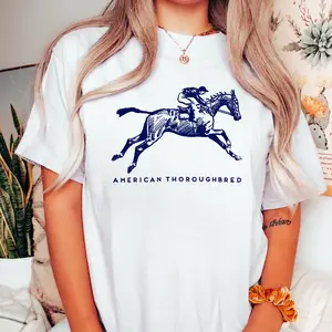 American Thoroughbred T-Shirt – Retro Horse Tee for Equestrians, Racehorse Lover Gift, OTTB Shirt, Horse Girl Graphic Tee