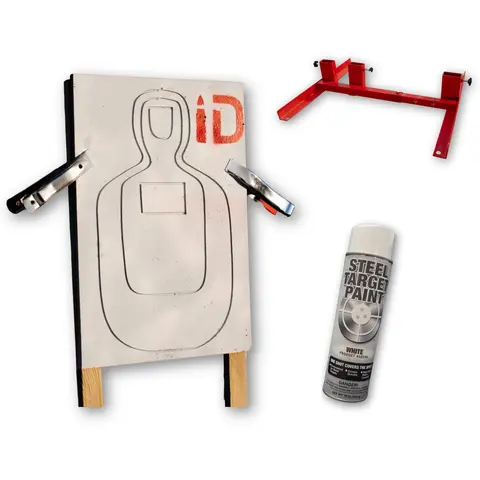Infinite Defense TQ-20 Infinity Target Shooting Bundle - Self-Healing Rubber Target, Adjustable Stand, High-Contrast Paint, Portable Setup, Standard Shape, Law Enforcement Range Gear, Absorbs Thousands of Rounds, Durable Reusable Rifle Practice System
