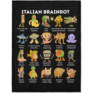 Italian Brainrot Flannel Blanket Warm, Softand Cozy Nap Blanket Suitable for Mostpeople Holiday Gift Living Room Bedroomdecoration