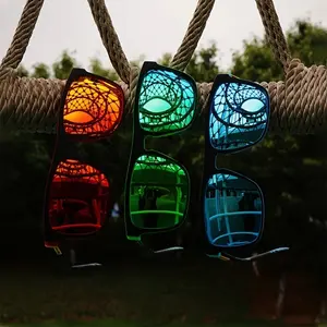 Polarized Sunglasses Black Frame Multi Color Lens Fashion Trendy Protective Classic Shades