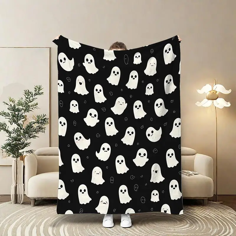 1 ghost printed blanket, modern style blanket, soft and comfortable blanket, travel sofa bed blanket, office home decoration, birthday gift blanket, u