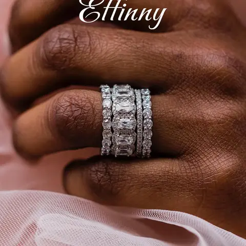 Effinny Tarnish-resistant 10.0ct Cushion Cut 3PCS/4PCS Churumbela Wedding Band Ring Set, 14K Gold Plated Fashion Full Eternity Stackable Friendly-travel Jewelry for Her