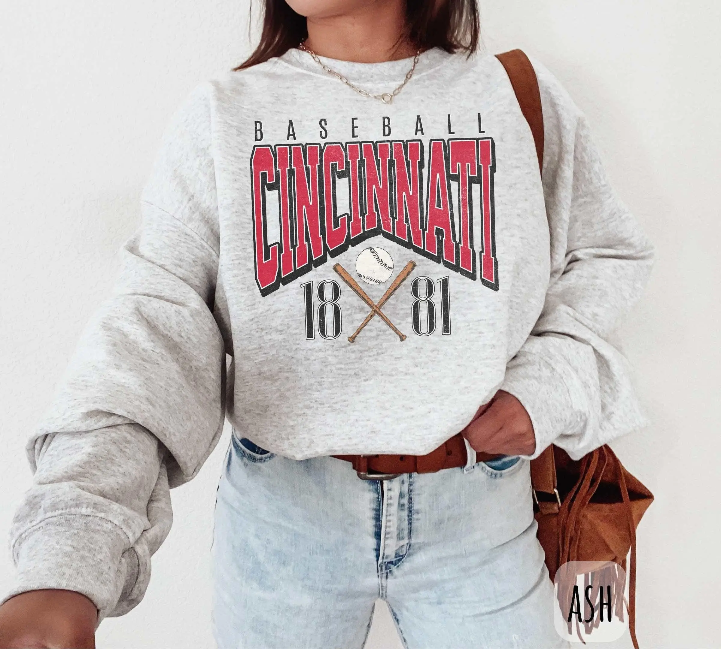 [SALE UP TO 50%] Vintage Cincinnati Baseball Sweatshirt - Retro Cincinnati Baseball Hoodie Gear, Cincinnati Fan Merch Shirt, Game Day Baseball Style for Men & Women