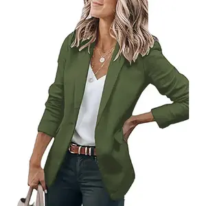Women's Casual Open-Front Long-Sleeve Blazer Jacket for Work/Office