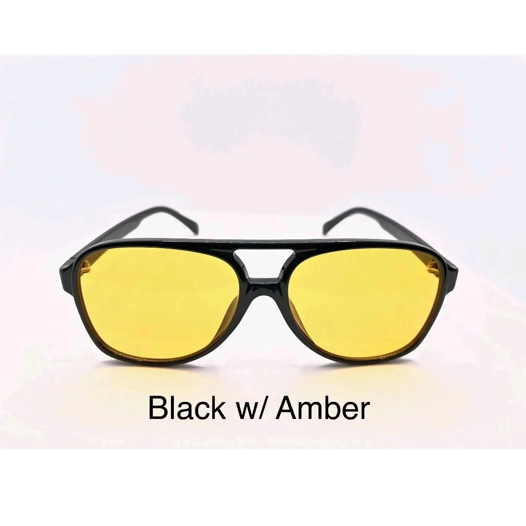 black with amber aviator sunglasses