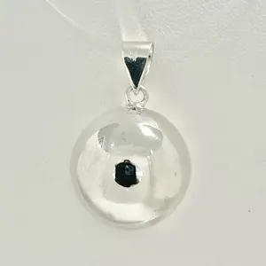 Sterling Silver 925 High Polished Ball Pendant Charm with Simple Design and Clear Finish