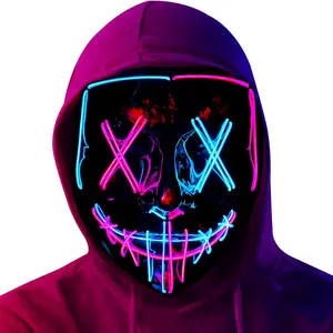 LED Light-Up Plastic Mask - 3-Mode Halloween Rave Cosplay Accessory for Clubbing, Birthday Party Supplies