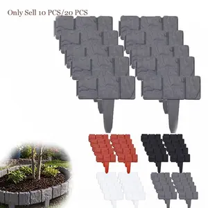 10/20 PCS Imitation Stone Garden Fence - DIY Garden Edging Border, Flexible Stone Garden Edging for Flower Beds Lawn Walkways, No Dig Interlocking Plastic Landscape Border for Outdoor Yard Garden