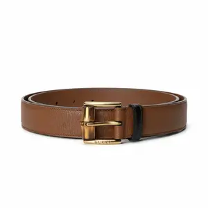 Pre-owned Gucci Leather Belt Bamboo Buckle Size 100