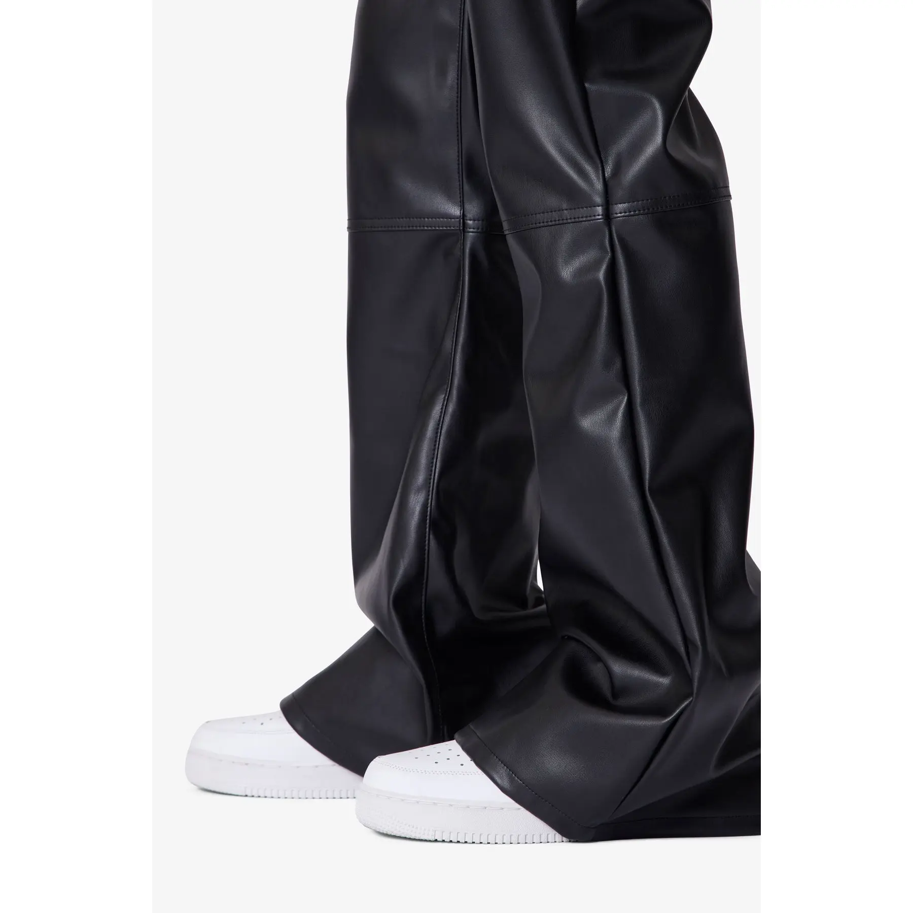 mnml Leather Flare Pants - Black - TikTok Shop