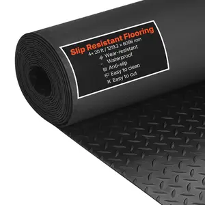 Garage Floor Roll, 4 X 20 Ft Garage Flooring Mat, 3 Mm Thickened Rubber Diamond Plate Floor Protector Mat, Non-Slip, Wear-Resist, Waterproof, Easy To Clean, Suitable For Warehouse, Gyms, Trailers, Black