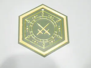 House Veridian Keychain - Sleep Token with Gold Sword Design and Hexagonal Shape for Collectors