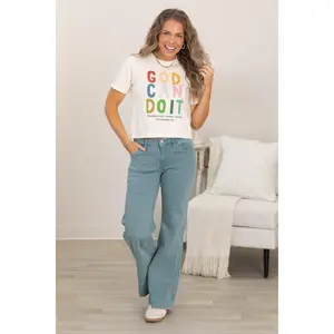 Mid Rise Wide Leg Color Denim Pants