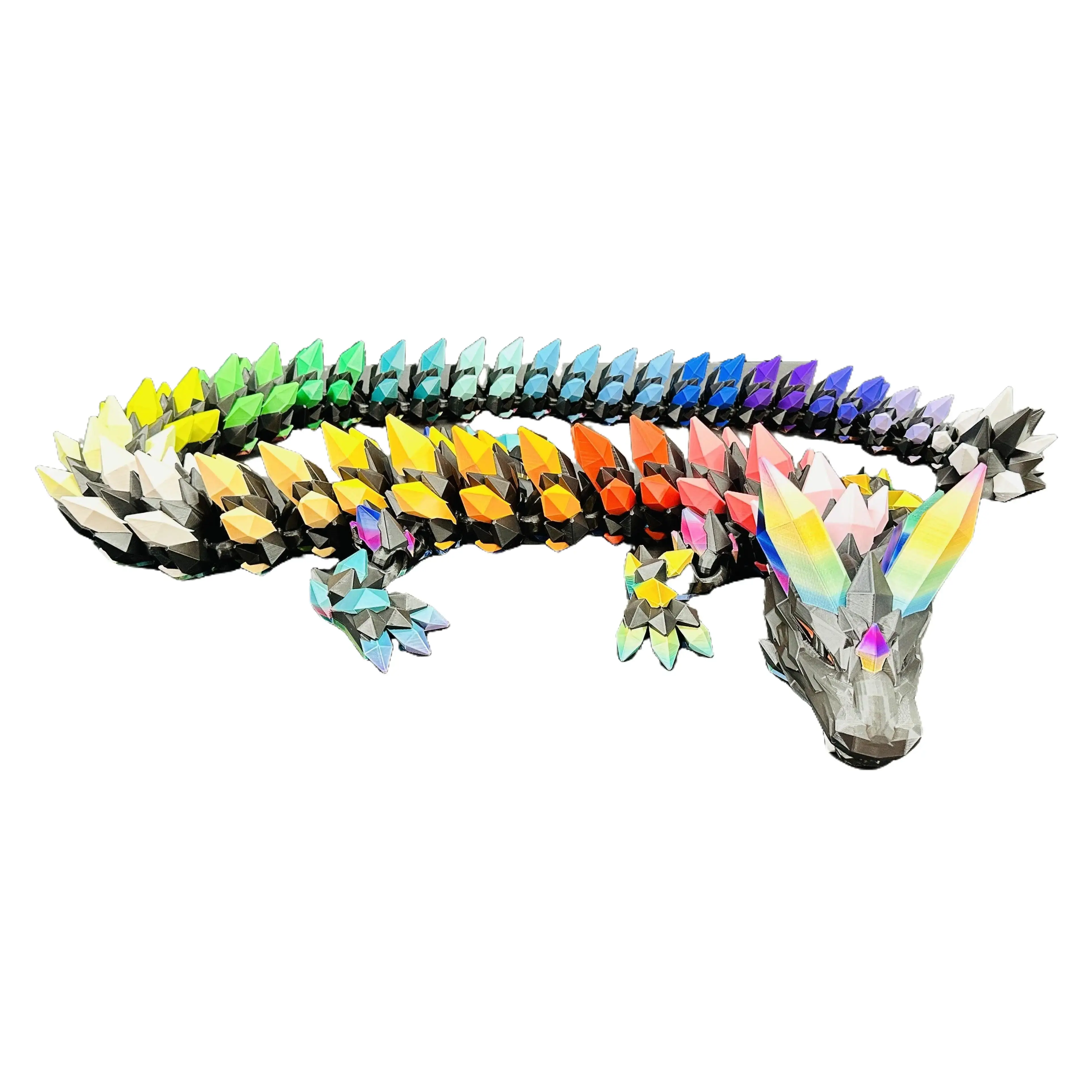 6.5-Foot Giant Rainbow Crystal Dragon Statue, Home Decor Figurine with 25 Different Colors