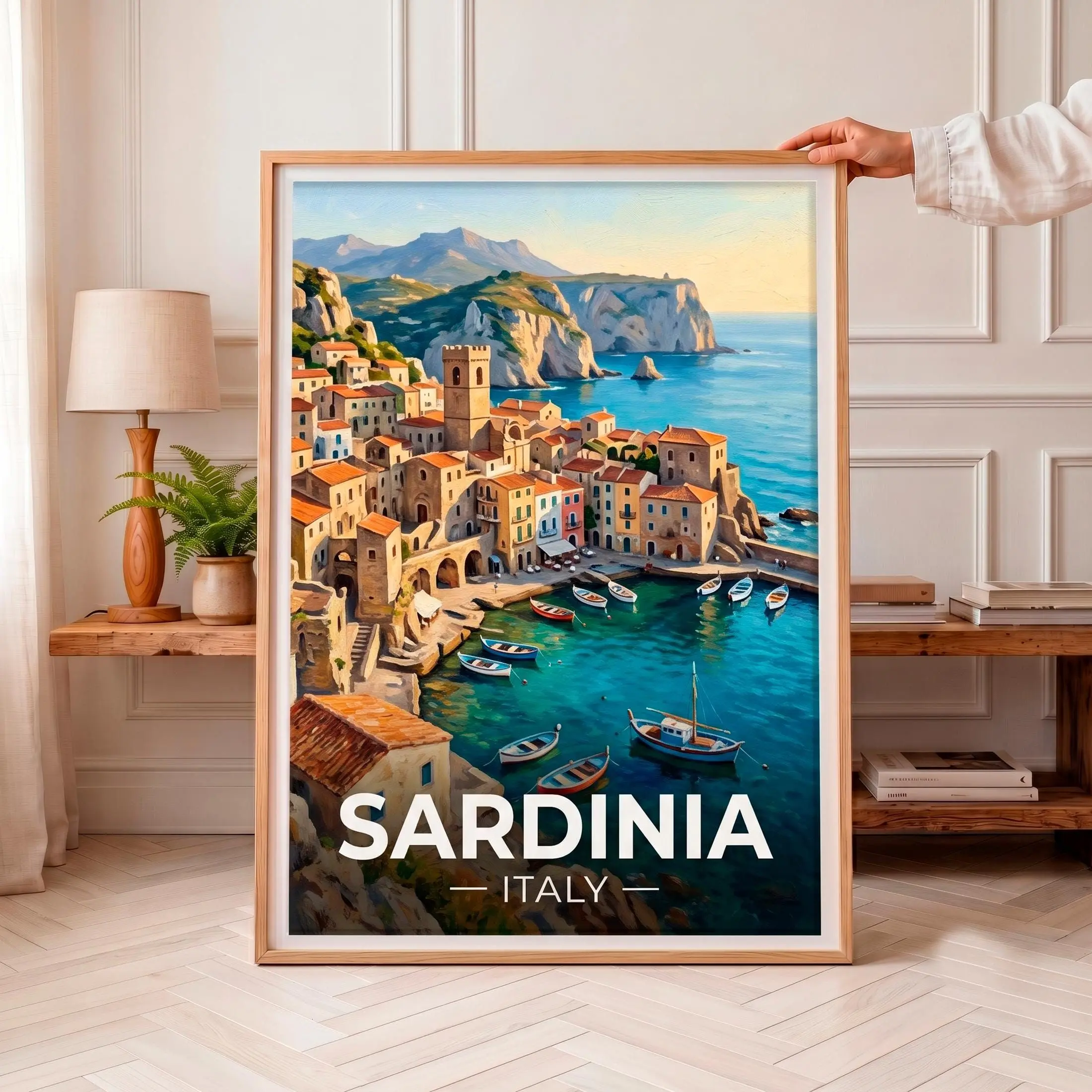 [SALE UP TO 40%] [Unframed] Sardinia Travel Poster, Italy Wall Art, Vintage Mediterranean Coastal Print, Italian Summer Decor, Retro La Dolce Vita Art, Sardinia Print