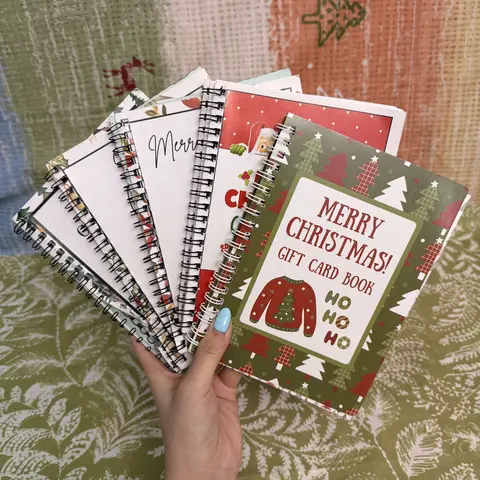 Christma GiftCards Books - Color Spiral-Bound Book, DIY Personalized Xmas Gifts for Family,Friends, Students Christmas Cards Colorful Design