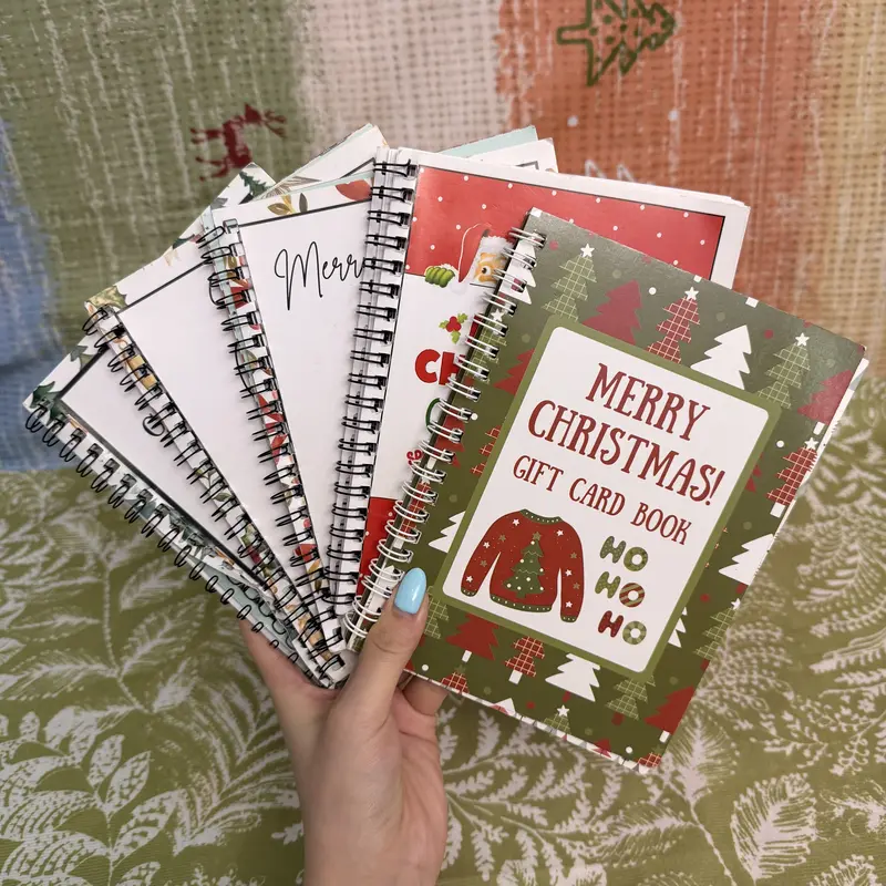 Christma GiftCards Books - Color Spiral-Bound Book, DIY Personalized Xmas Gifts for Family,Friends, Students Christmas Cards Colorful Design