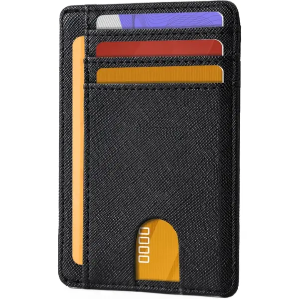 Slim Wallet for Men and Women - Minimalist Leather Card Holder - Front Pocket RFID Blocking Thin Wallet - 8 Card Slots