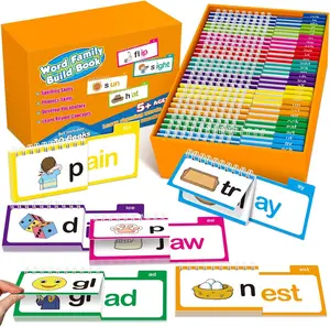 Phonics Flash Cards Word Family Build Book,Learn to Read 30 Read and Rhyme Flip Books,Sight Words Flash Cards Kindergarten Phonics Flip Books for Classroom Homeschool Preschool Learning Activity