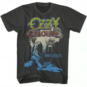 Summer New Ozzy Osbournes Blizzard Of Ozz Graphic Men's Casual Cotton Tee With Vintage Rock Artwork Black Short Sleeve Round Neck