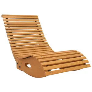 Outsunny Outdoor Rocking Chair with Slatted Seat and High Back, Wooden Rocking Chair with S Shape, Rocking Patio Chair for Backyard, Garden, Teak