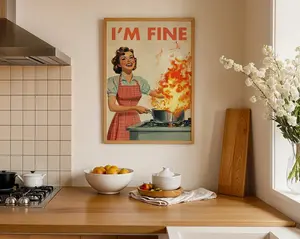 Retro Kitchen Print, Funny 50s Poster, Vintage Cooking Art, Humorous Kitchen Decor, Retro Wall Art Gift Ideas