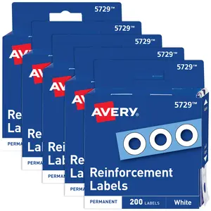 Avery Hole Reinforcements, White, 400 Labels, (5 Pack of 5729)