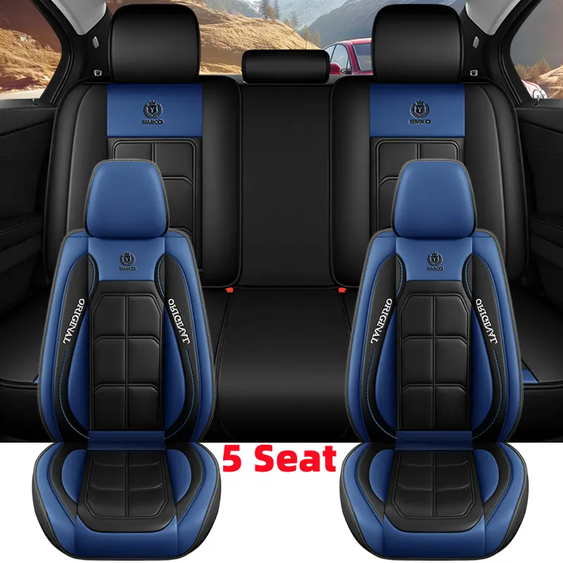 Premium Seat Accessory Car Seat Covers - Waterproof Stain-Resistant Wear-Resistant PU Leather - Fully Wrap Around for All Five Seats in Cabin Including Front and Rear Rows