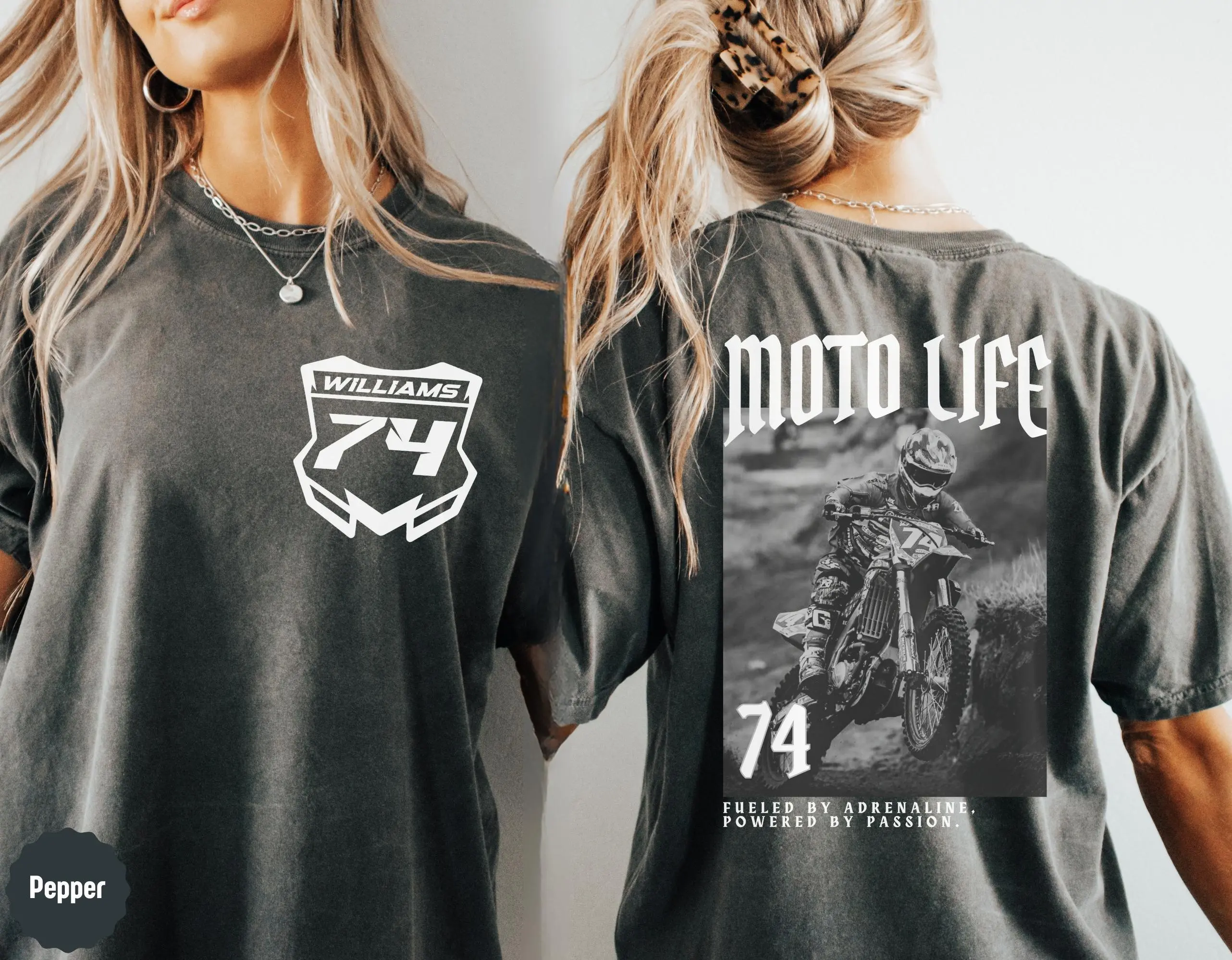 Personalized Motocross Photo and Number Comfort Colors T-Shirt, Custom Dirt Bike Shirt for Girlfriend Women's Men's Girls Boys Gift, Unisex