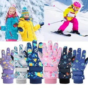1 Pair of Winter Ski Gloves, Boys Warm Gloves Plus Velvet Warm Snow Play Girls Winter, Suitable for Children 4-13 Years Old