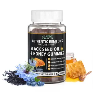 Al Vital Organics Black Seed Oil & Honey Gummies | Vegan, Non-GMO, Gluten-Free | Made in USA | 60 Gummies