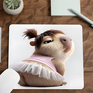 Cute Capybara in Pink Tutu Gaming Mouse Pad, Funny Animal Ballet Design, Non-Slip Smooth Surface Mousepad for PC, Laptop, Office Desk & Gaming Setup