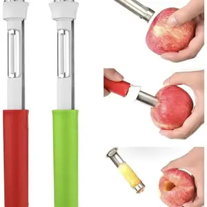 Stainless Steel Apple Corer & Peeler 2-in-1 with Telescopic Handle – A Multi-Purpose Kitchen Tool for Pears, Potatoes, and More.