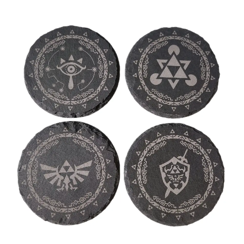Doompop Legendary Zelda Set of 4 Stone Coasters - Durable Laser Engraved Coasters with Iconic Imagery