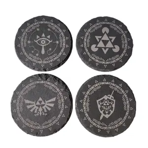 Doompop Legendary Zelda Set of 4 Stone Coasters - Durable Laser Engraved Coasters with Iconic Imagery