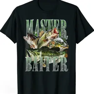 Master Baiter Bass Fishing Fisher Papa Dad Happy Fathers Day T-Shirt-- Unisex T-shirt 100% cotton funny tshirt comfortable casual wear Give gifts to father