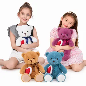 CHUBBYJOY Heart Teddy Bear Stuffed Animal, 11" 20" 27" Soft Plush Bear with Red Heart, Cute Sitting Teddy Bear Plush Toy for Kids, Girls, Boys, Valentine’s Day, Birthday, Christmas Gifts