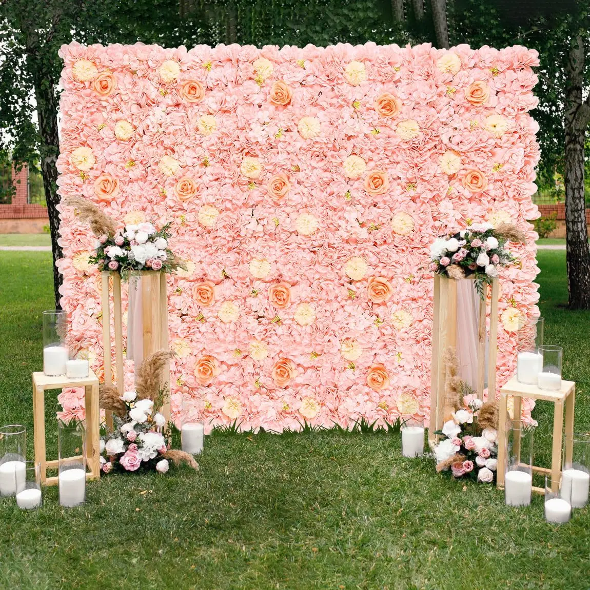 5ftx3.74ft Pink Rose Wall Background Peonies Backdrops for Spring Tea Party Girls Birthday Princess Weeding Bridal Shower Floral Anniversary Ceremony Décor