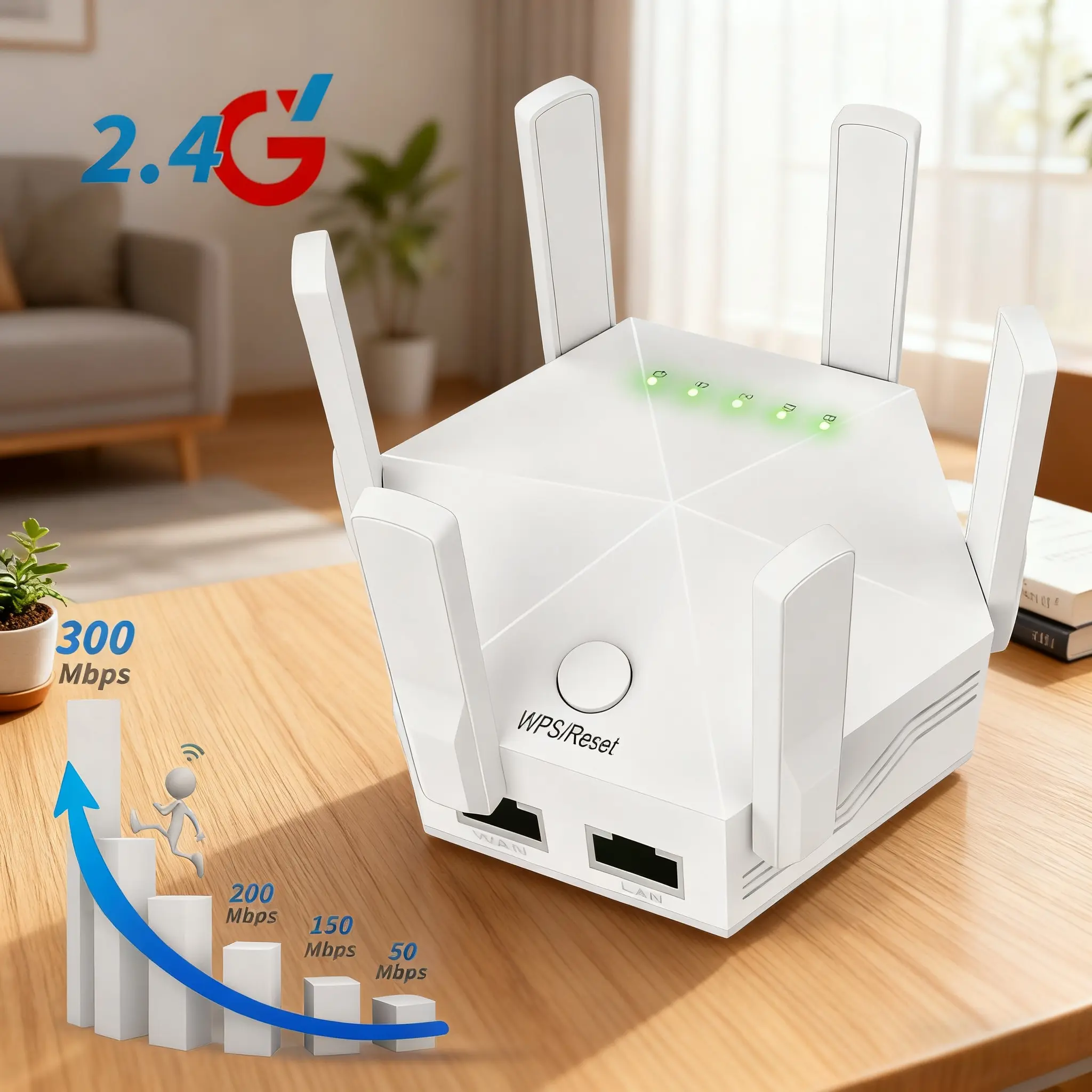 WiFi Extender Signal Booster, Internet Booster, Long Range WiFi Extender,WiFi Range Extender with Ethernet Port, Connects 100+ Devices, Quick Setup