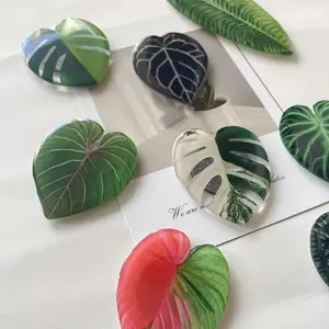 8 Pcs Tropical Plant Leaf Fridge Magnets, Realistic Monstera Botanical Magnetic Stickers for Kitchen Home Office Decor, Cute Aesthetic Refrigerator Magnets for Plant Lovers