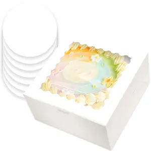 White 8x8x5 Cake Box, 4 Sets White Cake Box with Window  4 Sets 8" White Cake Round Boards, 8inch Cake Containers