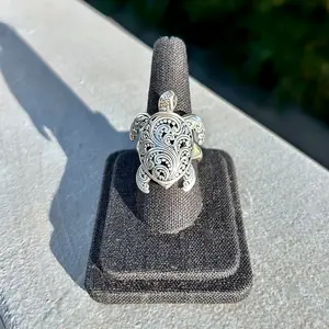 Filigree Sea Turtle Adjustable Ring- Large